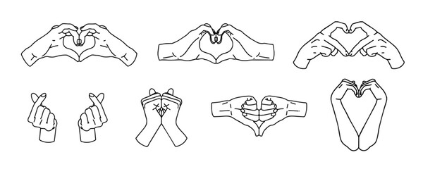 ハートのハンドサインのコレクション、リアルなタッチ