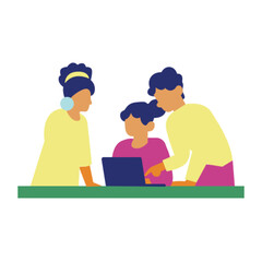 online conclusion of the transaction. the opening of a new startup. business handshake, via phone and laptop. vector illustration in a flat style investor holds money in ideas online vector