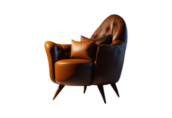 Leather Armchair-Stylish and Comfortable Furniture. isolated on transparent background. Generative Ai