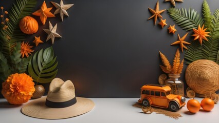 summer decoration season background. banner, copy space. generative ai