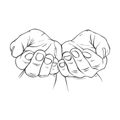Obraz premium Two Hand drawn gesture sketch vector illustration line art