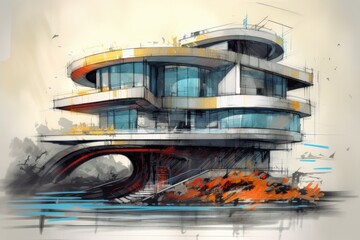 Home Design Sketch - Futuristic Home
