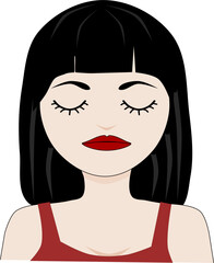 girl sleeps. eyes close. vector Illustration.