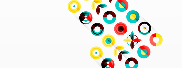 Colorful circles in a grid composition abstract background. Design for wallpaper, banner, background, landing page, wall art, invitation, prints, posters