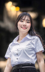 beautiful asian Thai college woman wearing university outfit, generative AI