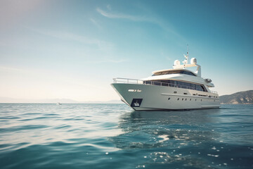 Fototapeta na wymiar Tied luxurious yacht in the water