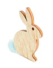 Wooden Easter bunny on white background