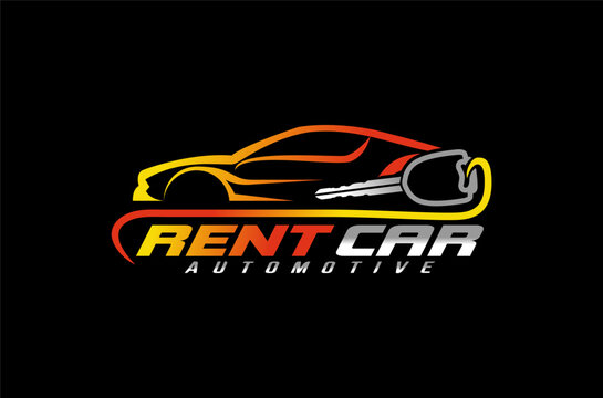 rent car logo emblem isolated on black background modern style with color gradation