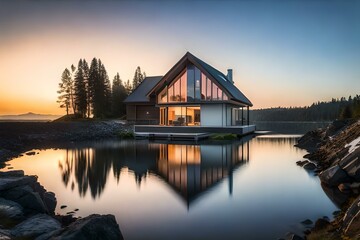 Fototapeta premium sunset on the lake