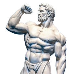 Fototapeta na wymiar Greek sculpture of a bodybuilder on a transparent background. Generative AI