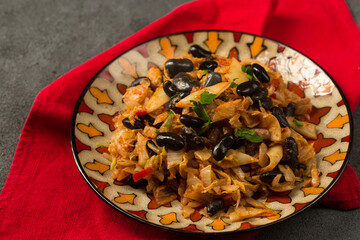 Cabbage and black bean stew