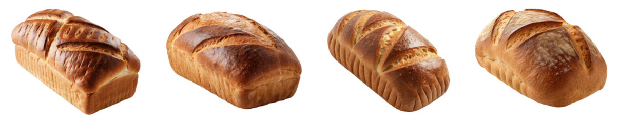 Collection of loaves on isolated on transparent. Generative AI