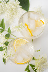 A delicious cold drink made of elderflowers and lemon