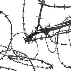 Tntertwined 3d chrome metal barbed wire render swirling background high resolution	