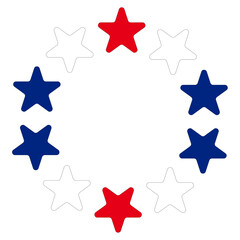 Fototapeta na wymiar set of red, white and blue stars in a circle