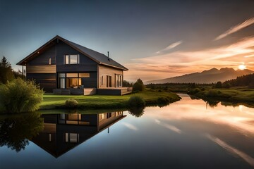 Obraz premium sunset on the lake