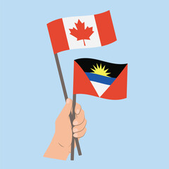 Flags of Canada and Antigua and Barbuda, Hand Holding flags