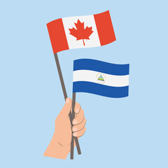 Flags of Canada and Nicaragua, Hand Holding flags