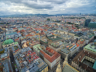 Fototapeta na wymiar Vienna Cityscape, Austria. Most Popular Sightseeing Objects in Background.