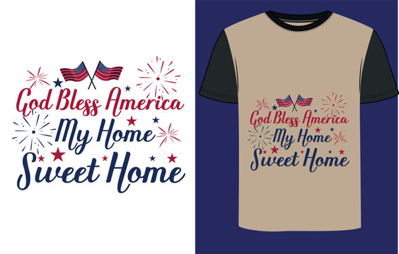 4th of July T-shirt design and U S A