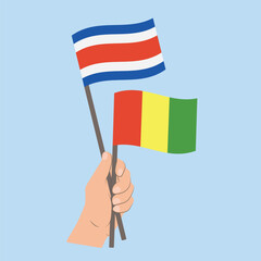 Flags of Costa Rica and Guinea, Hand Holding flags