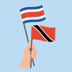 Flags of Costa Rica and Trinidad and Tobago, Hand Holding flags