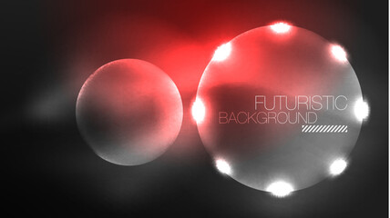 Circles with bright neon shiny light effects, abstract background wallpaper design