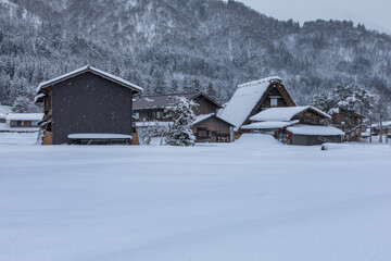 Shirakawa-go,Shirakawa Village,in the winter,World heritage site,Gifu,Japan
