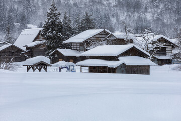 Shirakawa-go,Shirakawa Village,in the winter,World heritage site,Gifu,Japan