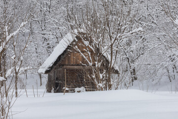 Shirakawa-go,Shirakawa Village,in the winter,World heritage site,Gifu,Japan