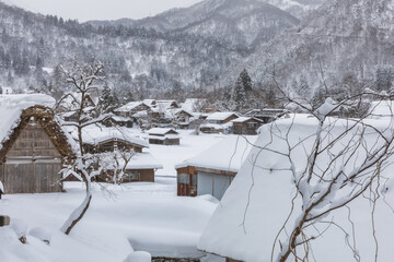 Shirakawa-go,Shirakawa Village,in the winter,World heritage site,Gifu,Japan