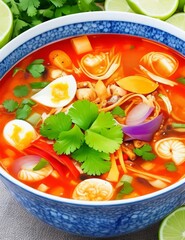 Tom yum Kung soup in a bowl Thai food