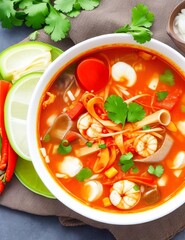 Tom yum Kung soup in a bowl Thai food