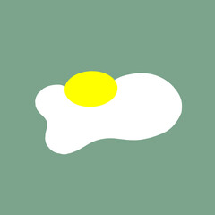 fried egg painting on green background
