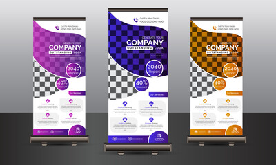 Roll Up Banner, Roll up banner design template, vertical, abstract background