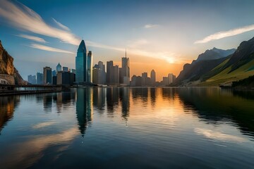 Fototapeta premium sunset over the city