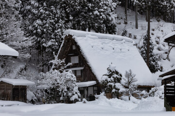 Shirakawa-go,Shirakawa Village,in the winter,World heritage site,Gifu,Japan
