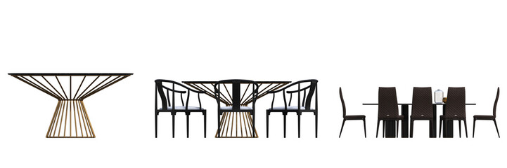 diner table isolated on transparent background, 3D illustration, cg render