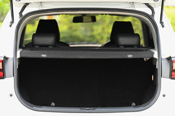 rear view of the car open trunk The exterior of a modern, modern car empty trunk