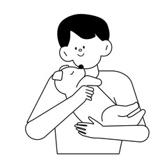  people are hugging small and cute pet