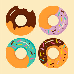 Sweet food. Cupcake, cake, donuts and jelly or candy. Summer food icons chocolate illustration