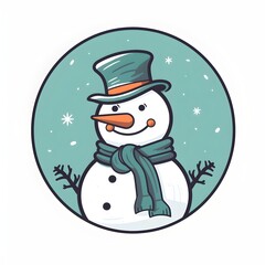 Snowman simple logo icon illustration, ai generated