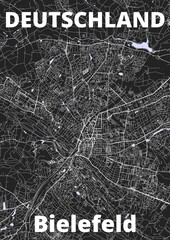 City Bielefeld map with streets rivers and lakes germany