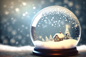 Fototapeta na wymiar Snow ball on christmas background, ai generated