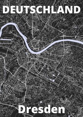 City Dresden map with streets rivers and lakes germany