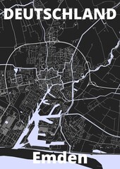City Emden map with streets rivers and lakes germany