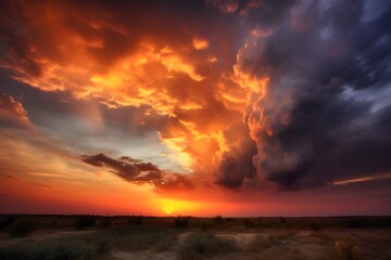 Obraz premium amazing sunrise or sunset sky with colorful clouds, ai generated