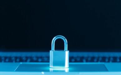 Padlock. Data security. Network protection. Internet security and data protection concept. Cyber...