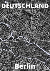 City Berlin map with streets rivers and lakes germany