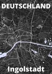 City Ingolstadt map with streets rivers and lakes germany